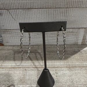 NWT Stainless Steel Elegant Silver Twisted Hoop Earrings